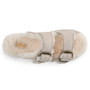 VICTORIA: Open-Toe Fur Lined Buckle Sandals