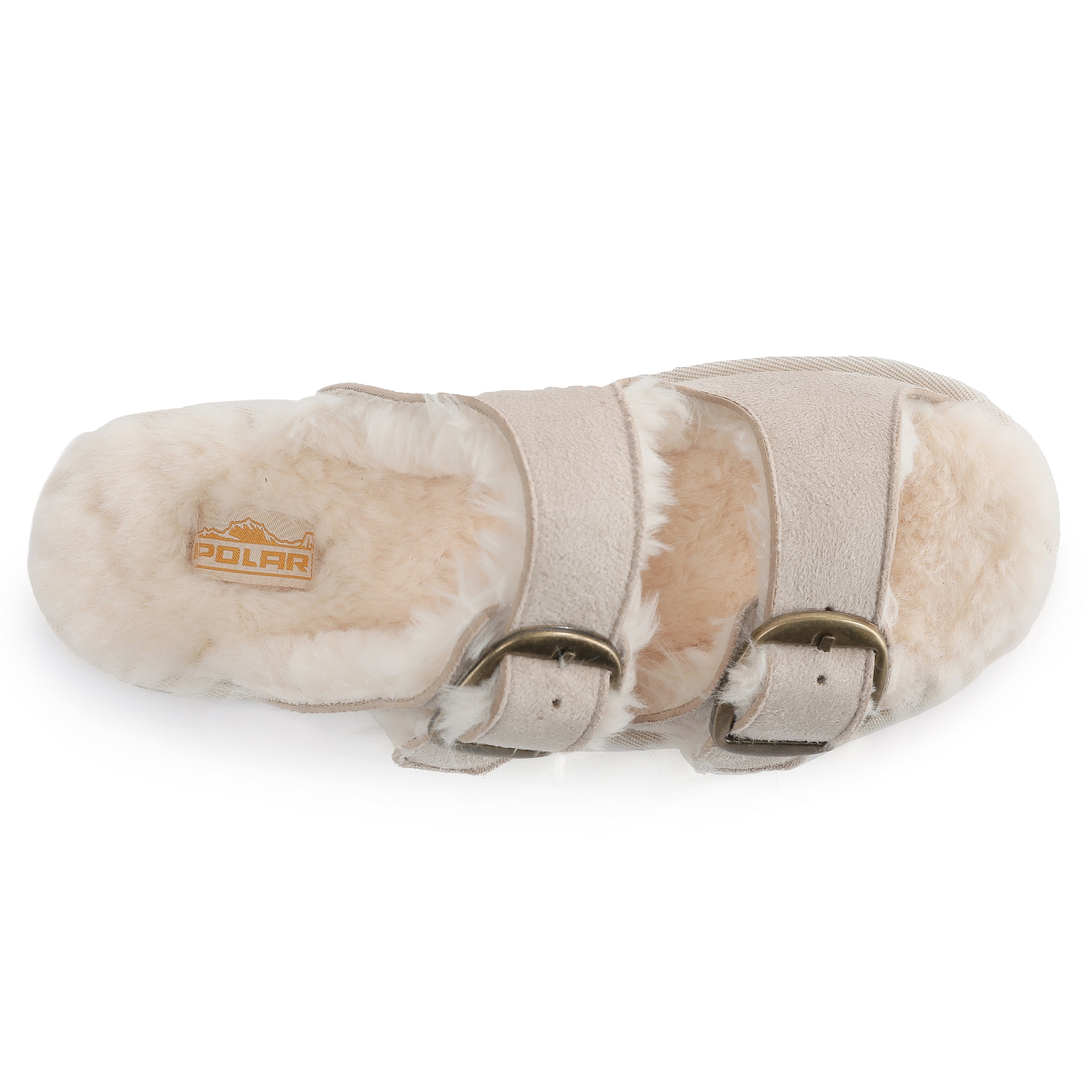 VICTORIA: Open-Toe Fur Lined Buckle Sandals