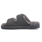 VICTORIA: Open-Toe Fur Lined Buckle Sandals