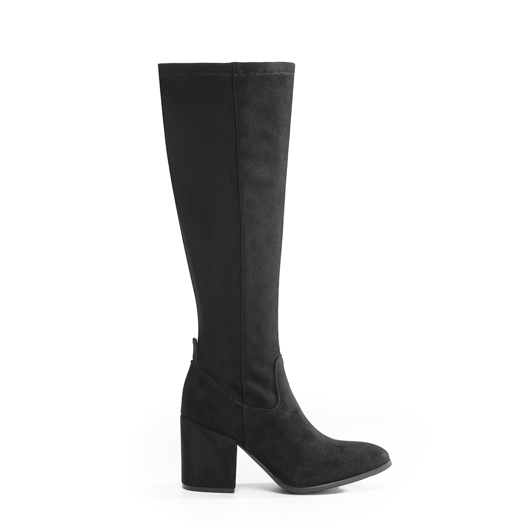 QUINN: Knee High Heeled Zip Up Long Boots