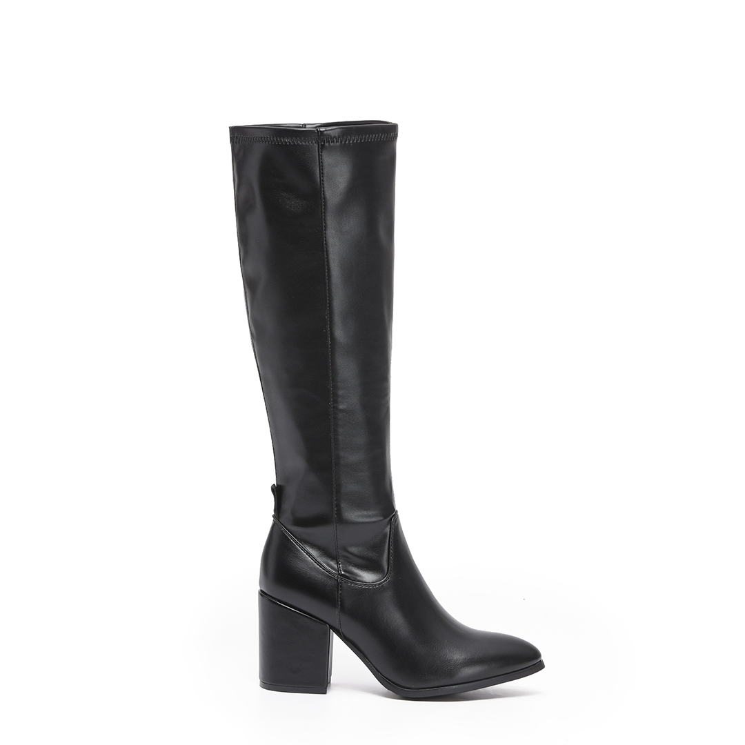 QUINN: Knee High Heeled Zip Up Long Boots