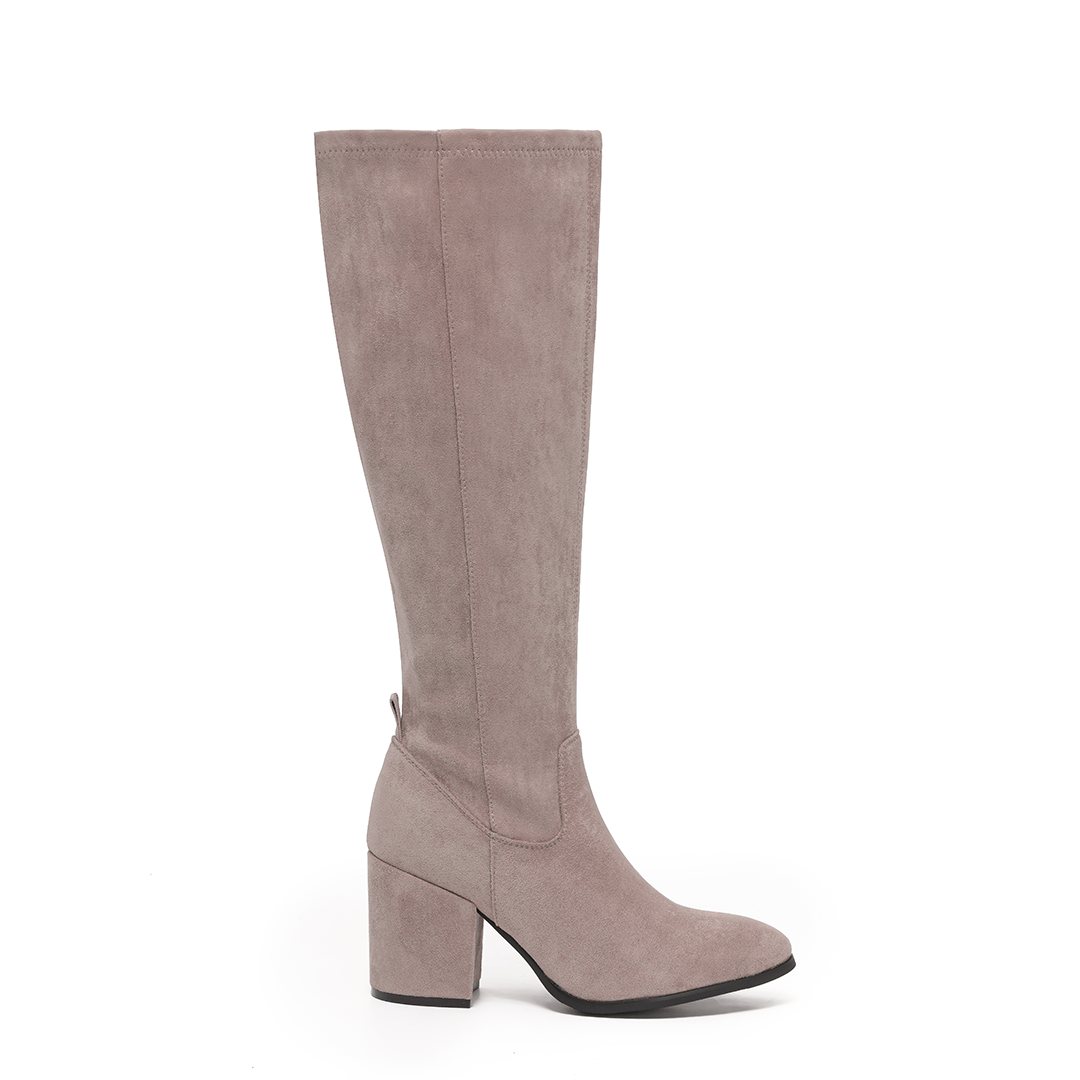 QUINN: Knee High Heeled Zip Up Long Boots