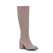 QUINN: Knee High Heeled Zip Up Long Boots