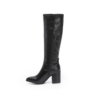 QUINN: Knee High Heeled Zip Up Long Boots