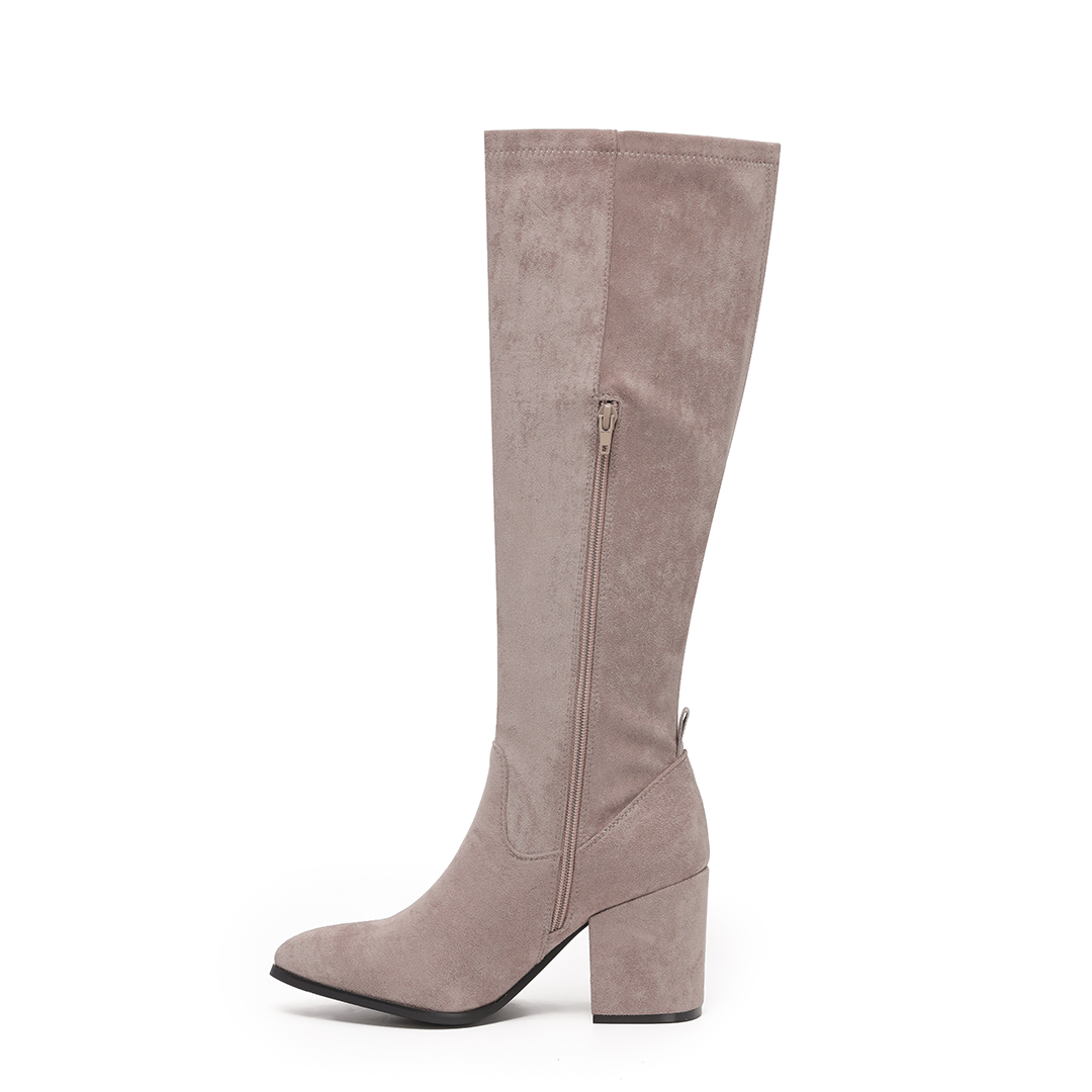 QUINN: Knee High Heeled Zip Up Long Boots