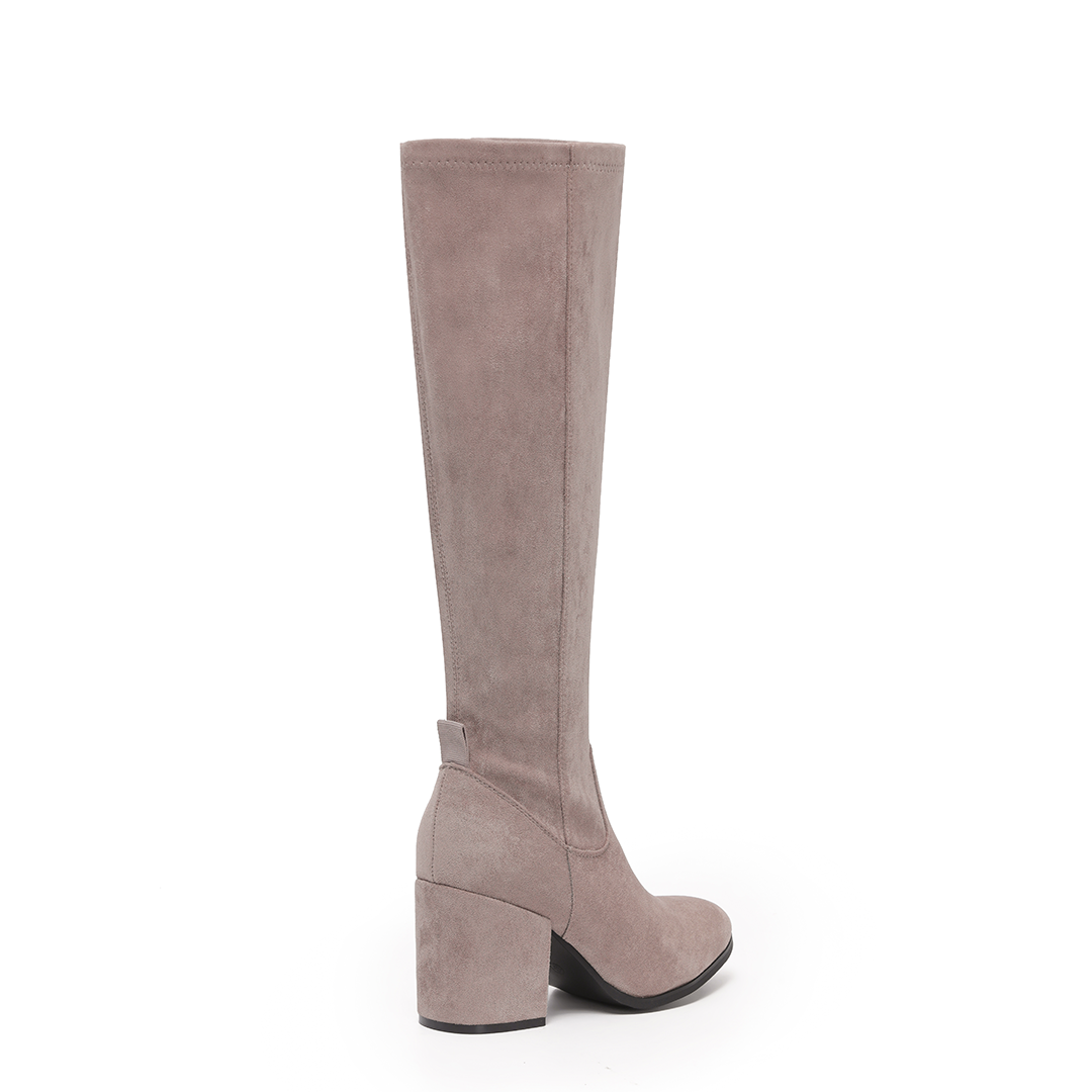 QUINN: Knee High Heeled Zip Up Long Boots