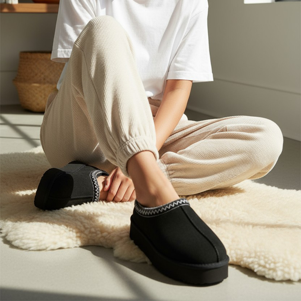 MIA: Aztec Stitch Platform Sole Slippers