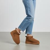 MIRA: Platform Pull On Fur Lined Slipper Boots