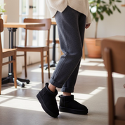 MIRA: Platform Pull On Fur Lined Slipper Boots