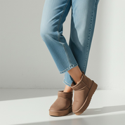 MIRA: Platform Pull On Fur Lined Slipper Boots