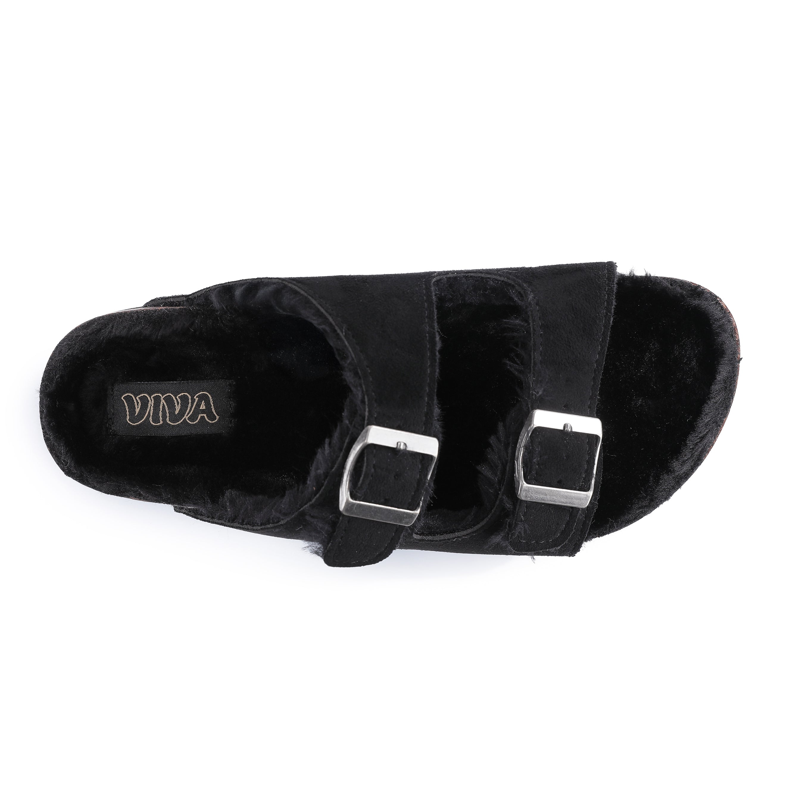 CRYSTAL: Suede Open Toe Twin Buckle Sandals