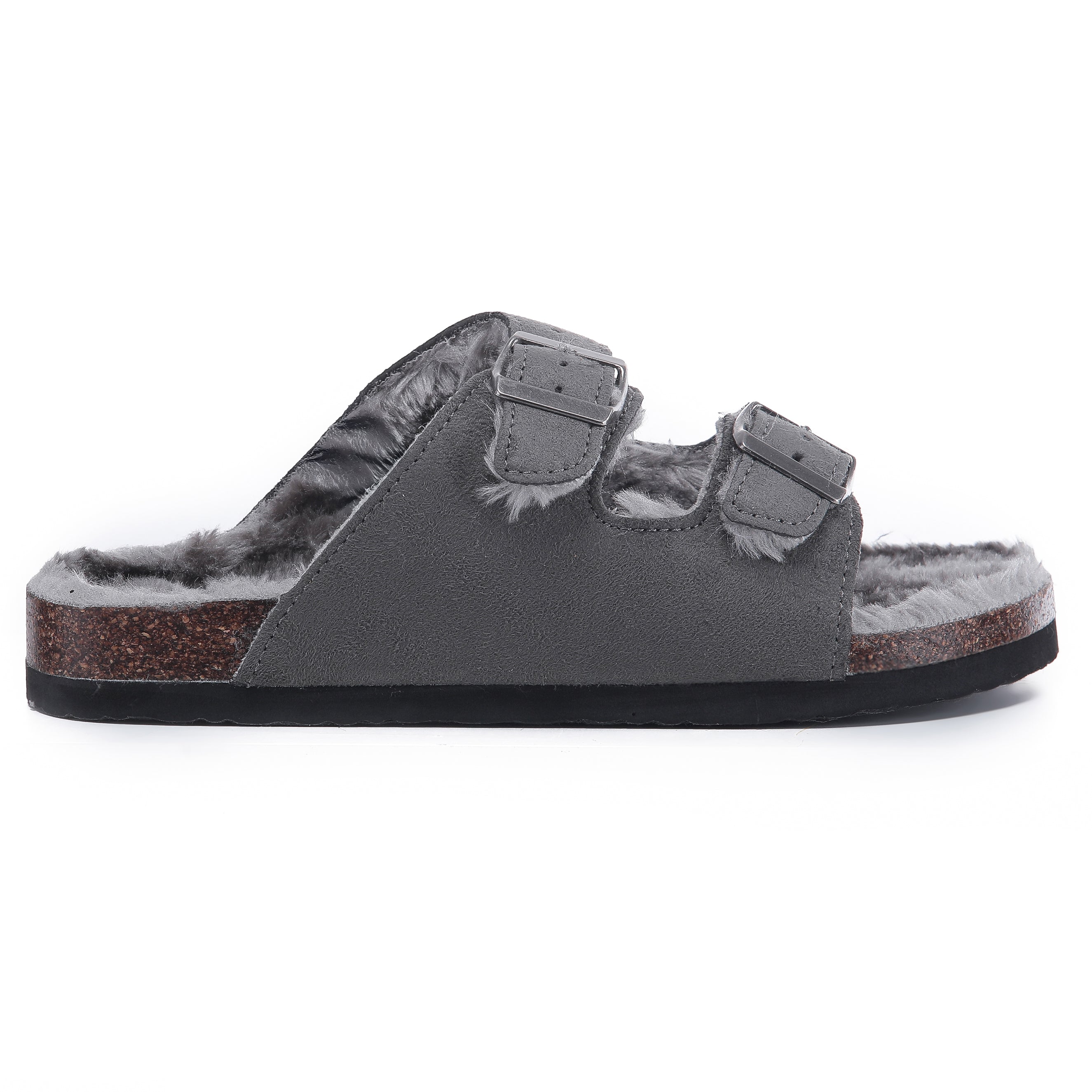 CRYSTAL: Suede Open Toe Twin Buckle Sandals