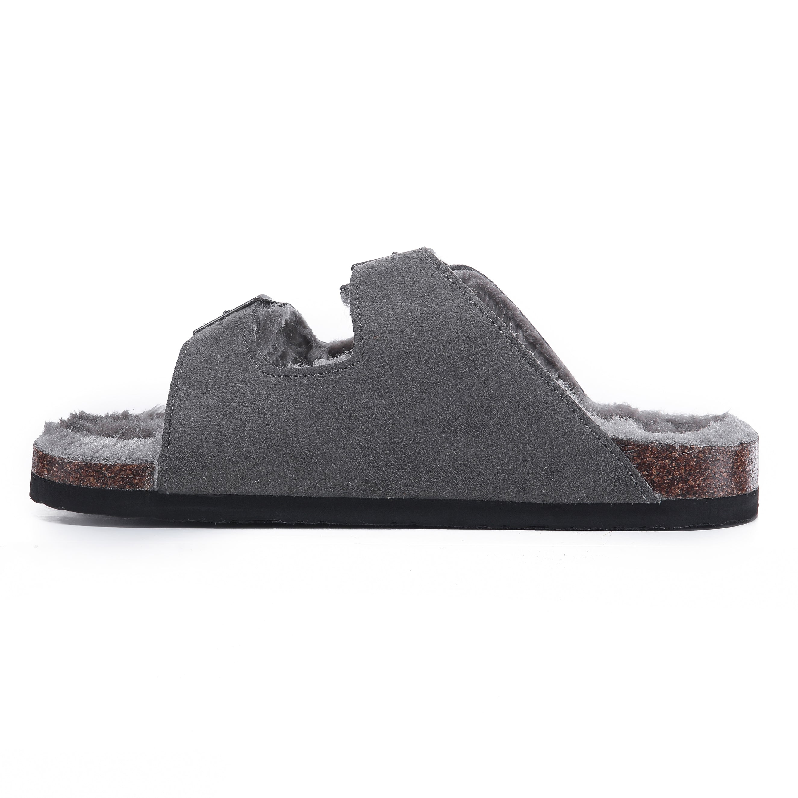 CRYSTAL: Suede Open Toe Twin Buckle Sandals
