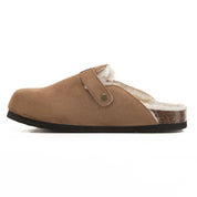 MAYA: Suede Slip-On Buckle Clogs
