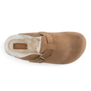 MAYA: Suede Slip-On Buckle Clogs