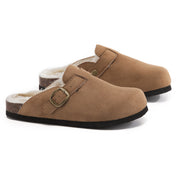 MAYA: Suede Slip-On Buckle Clogs