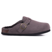 MAYA: Suede Slip-On Buckle Clogs