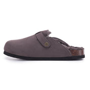 MAYA: Suede Slip-On Buckle Clogs