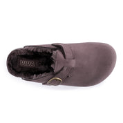 MAYA: Suede Slip-On Buckle Clogs