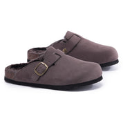 MAYA: Suede Slip-On Buckle Clogs