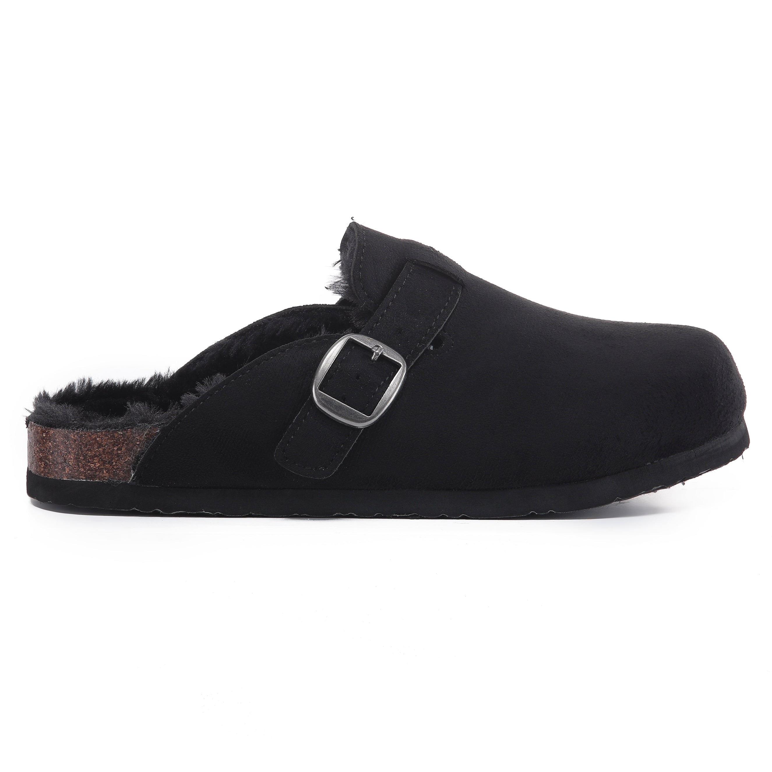 MAYA: Suede Slip-On Buckle Clogs