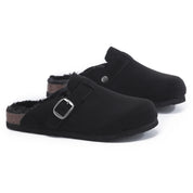 MAYA: Suede Slip-On Buckle Clogs